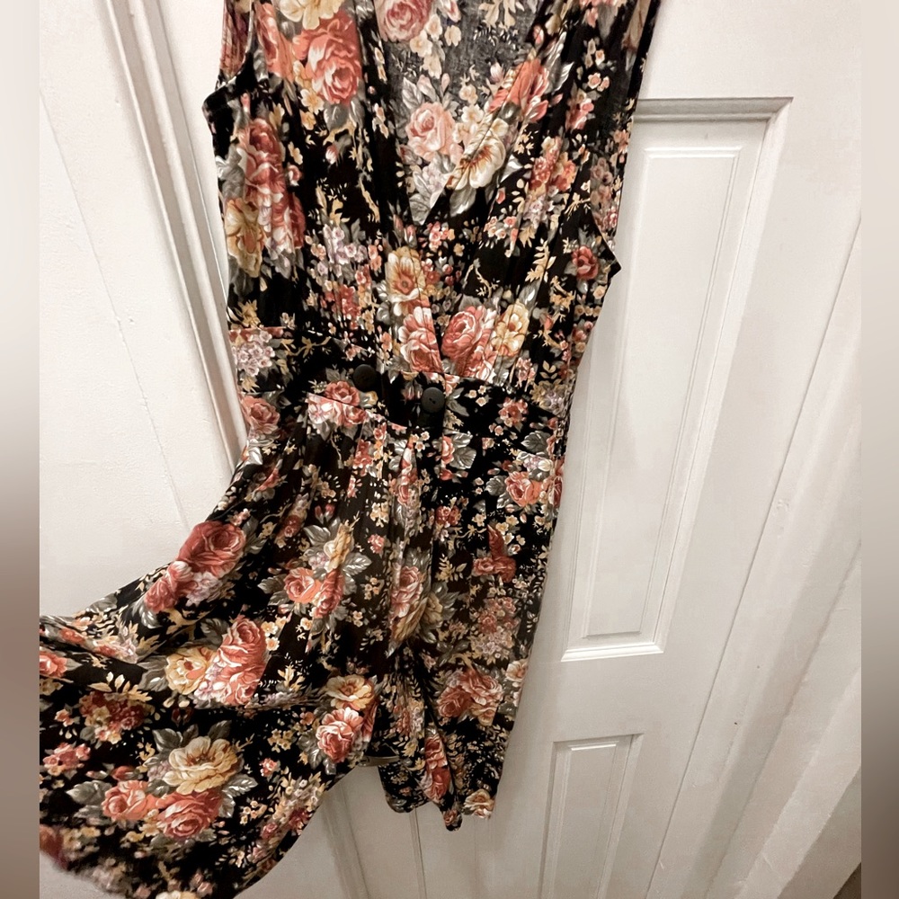 70s Hollywood Boulevard floral cropped culotte-style jumpsuit